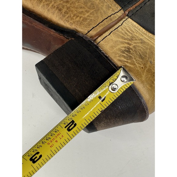 Vintage Leather Cowboy Boots Womens 6.5M Made in USA Black & Tan Western‎ - Picture 12 of 15